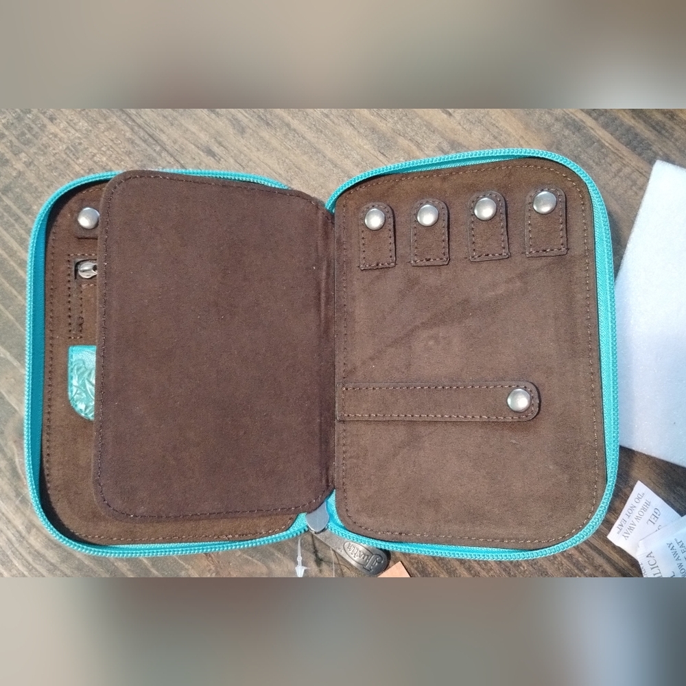Justin Boots Teal Leather Jewelry Organizer - Picture 7 of 7
